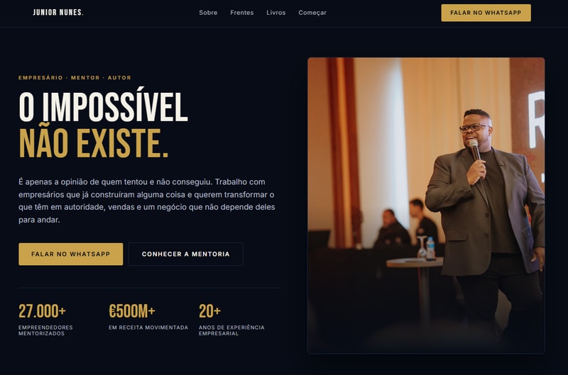 Landing page do evento O Impossível Não Existe
