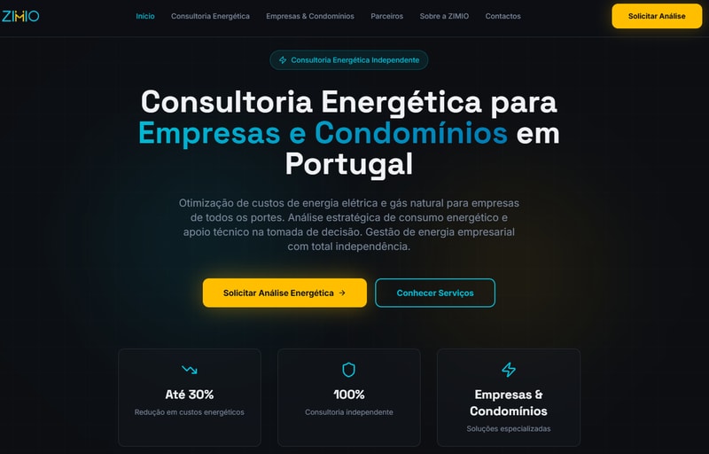 Landing page da Zimio